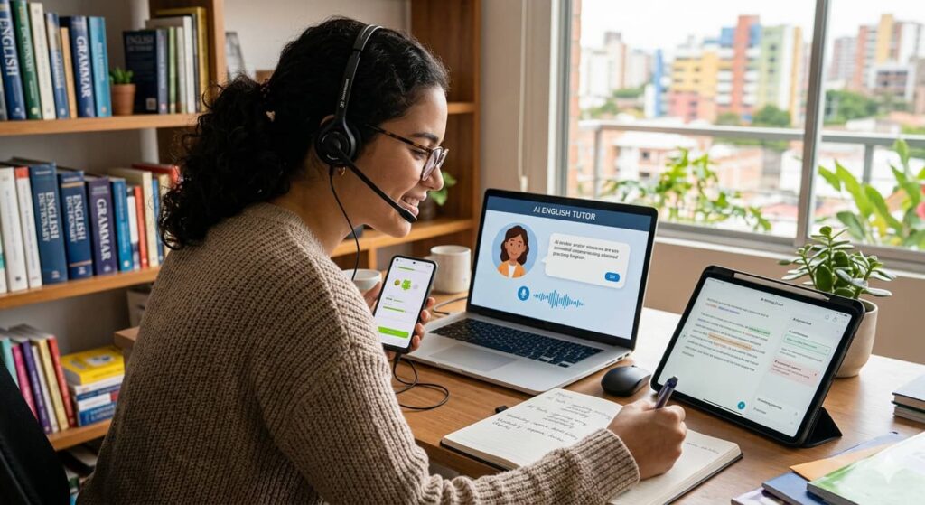Aprende inglés con inteligencia artificial gratis usando herramientas que corrigen, enseñan y conversan contigo en tiempo real.